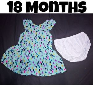 18 Months Geometric Dress w.Bonus Diaper Cover Set